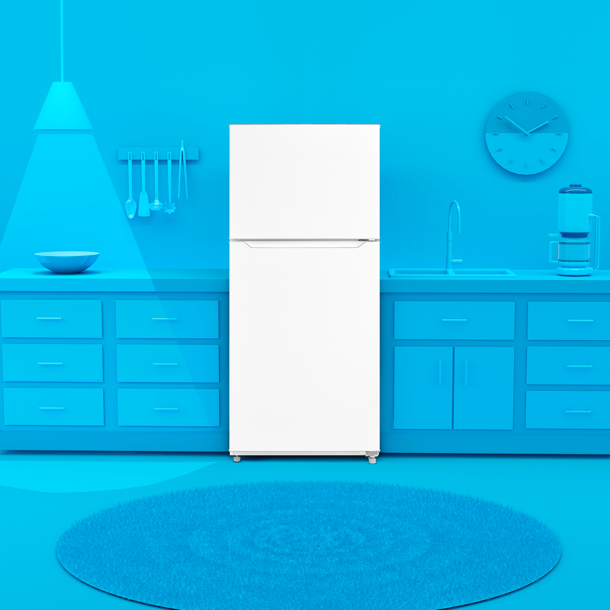 White top freezer refrigerator with adjustable glass shelves in kitchen appliances and refrigerators collection