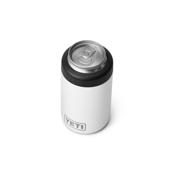 White insulated can holder with black rim designed to keep 12-ounce beverages cold in drinkware and kitchenware collections