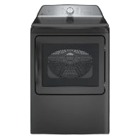 Black gas dryer with aluminized alloy drum, featuring digital controls and sensor dry technology for efficient home use