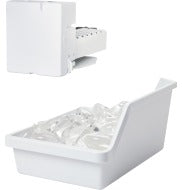 White automatic refrigerator ice maker kit with ice bin, suitable for kitchen appliances and home improvement projects