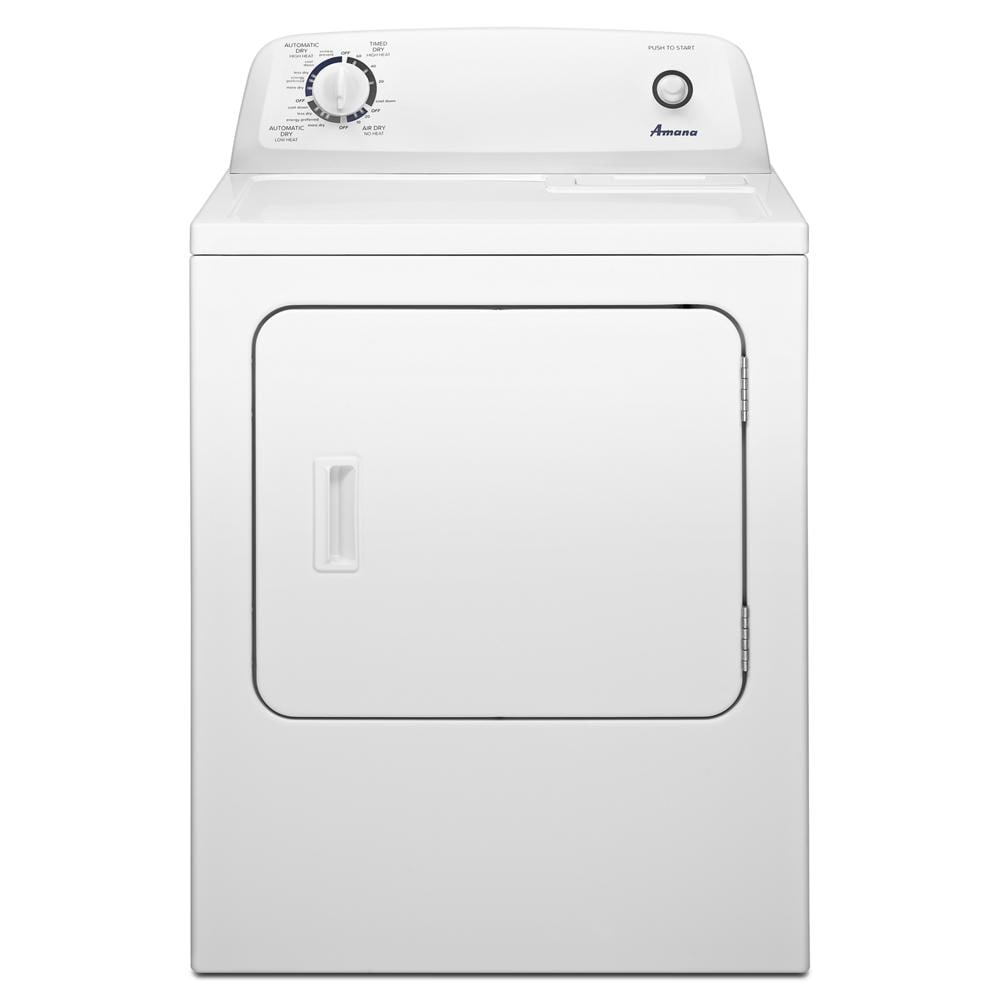 White top load gas dryer with control knob and push-to-start button in washers and dryers appliance collection
