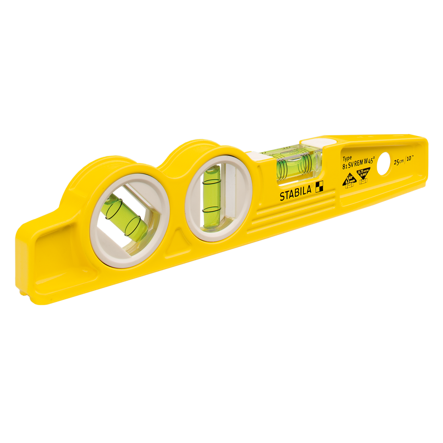 Stabila 10" Type 81 SMW 45 Die Cast Three Vial Torpedo Level