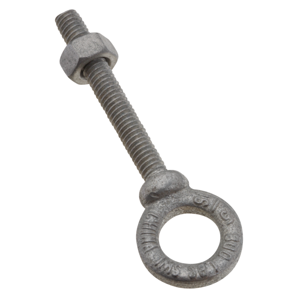 Galvanized steel eye bolt with shoulder and nut for secure fastening in hardware and fasteners collections under $50