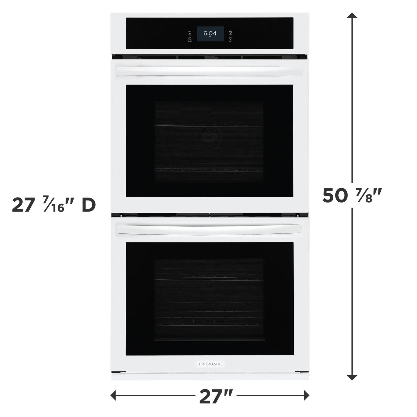 White built-in double electric wall oven with fan convection and digital touchscreen from wall ovens collection