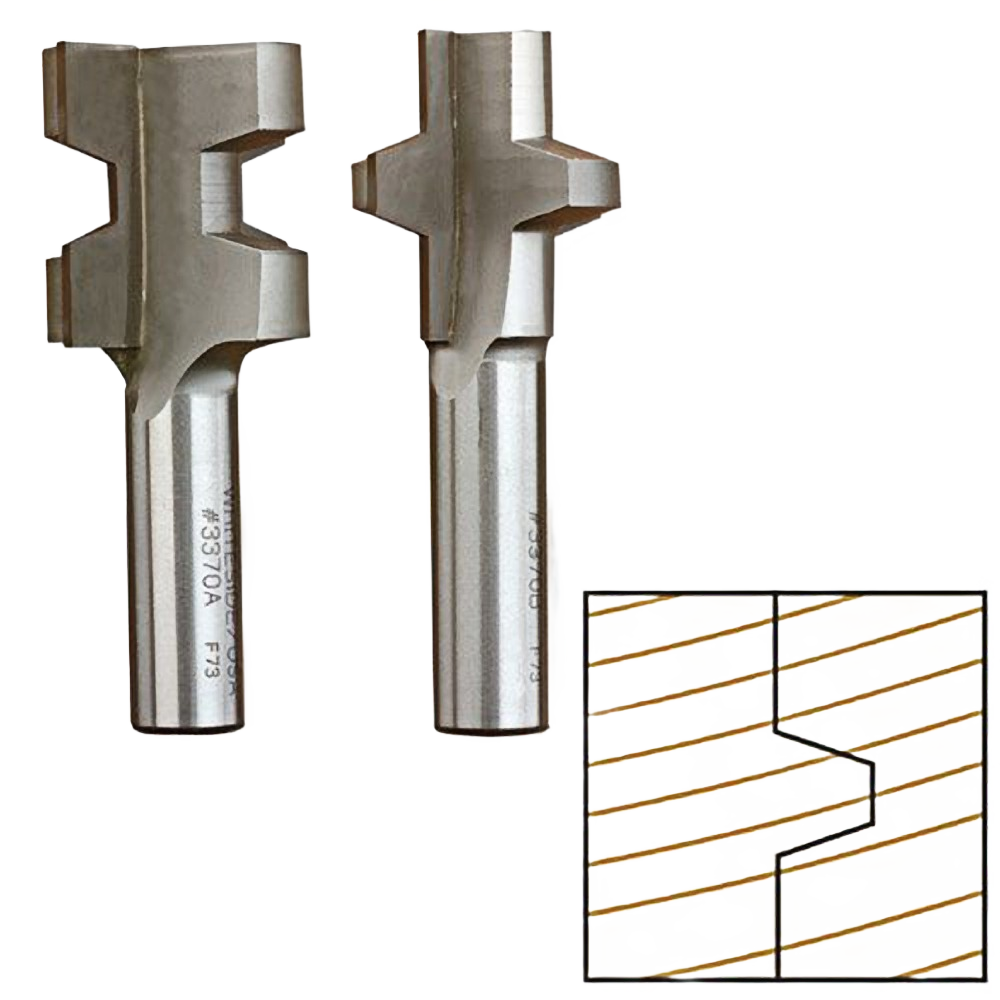 Pair of metal wedge tongue and groove router bits for precise wood joinery in Tool Accessories and Home Improvement collections