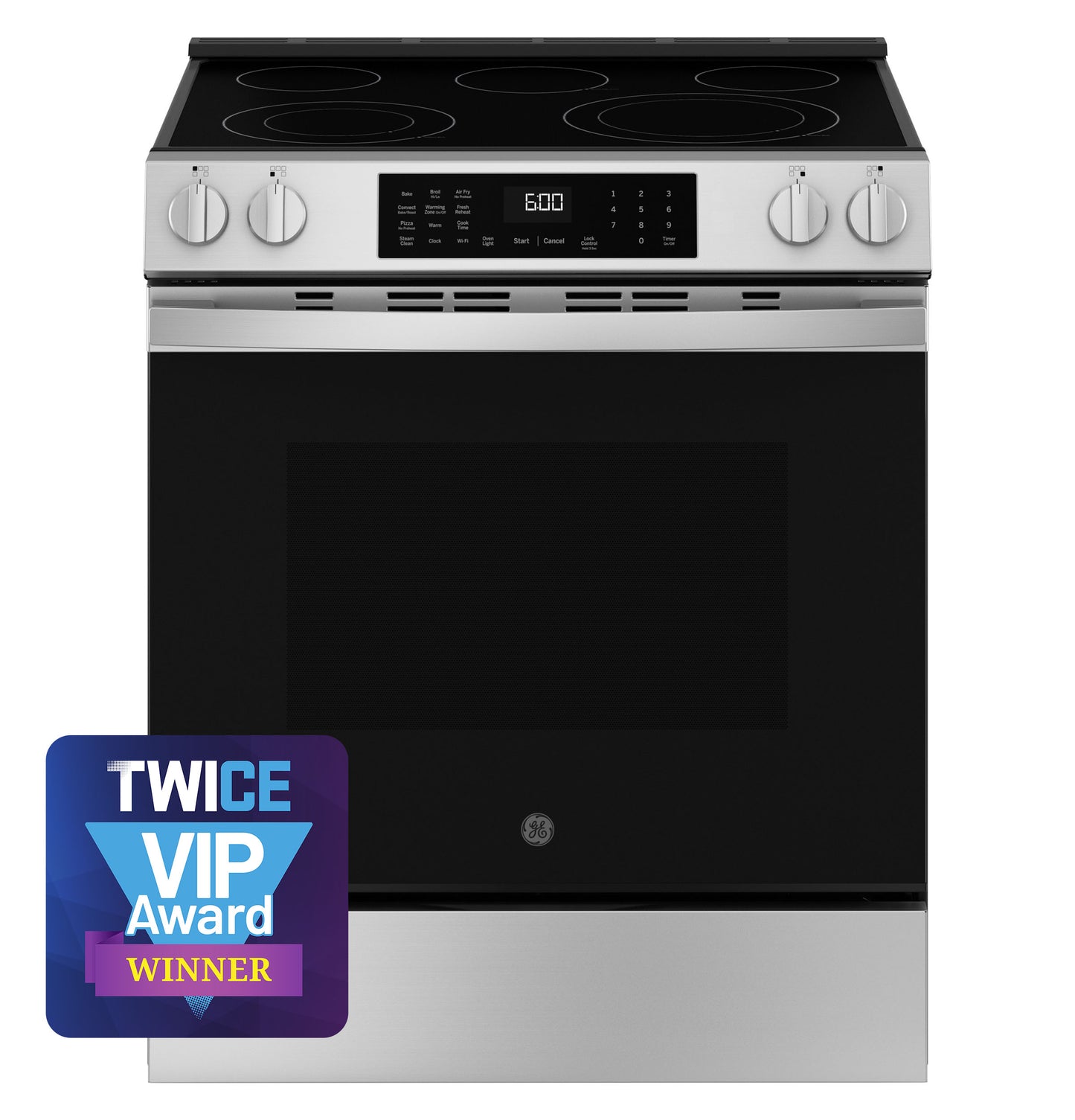 Stainless steel electric slide-in range with smooth cooktop and digital control panel from Ranges & Kitchen & Kitchenware collection