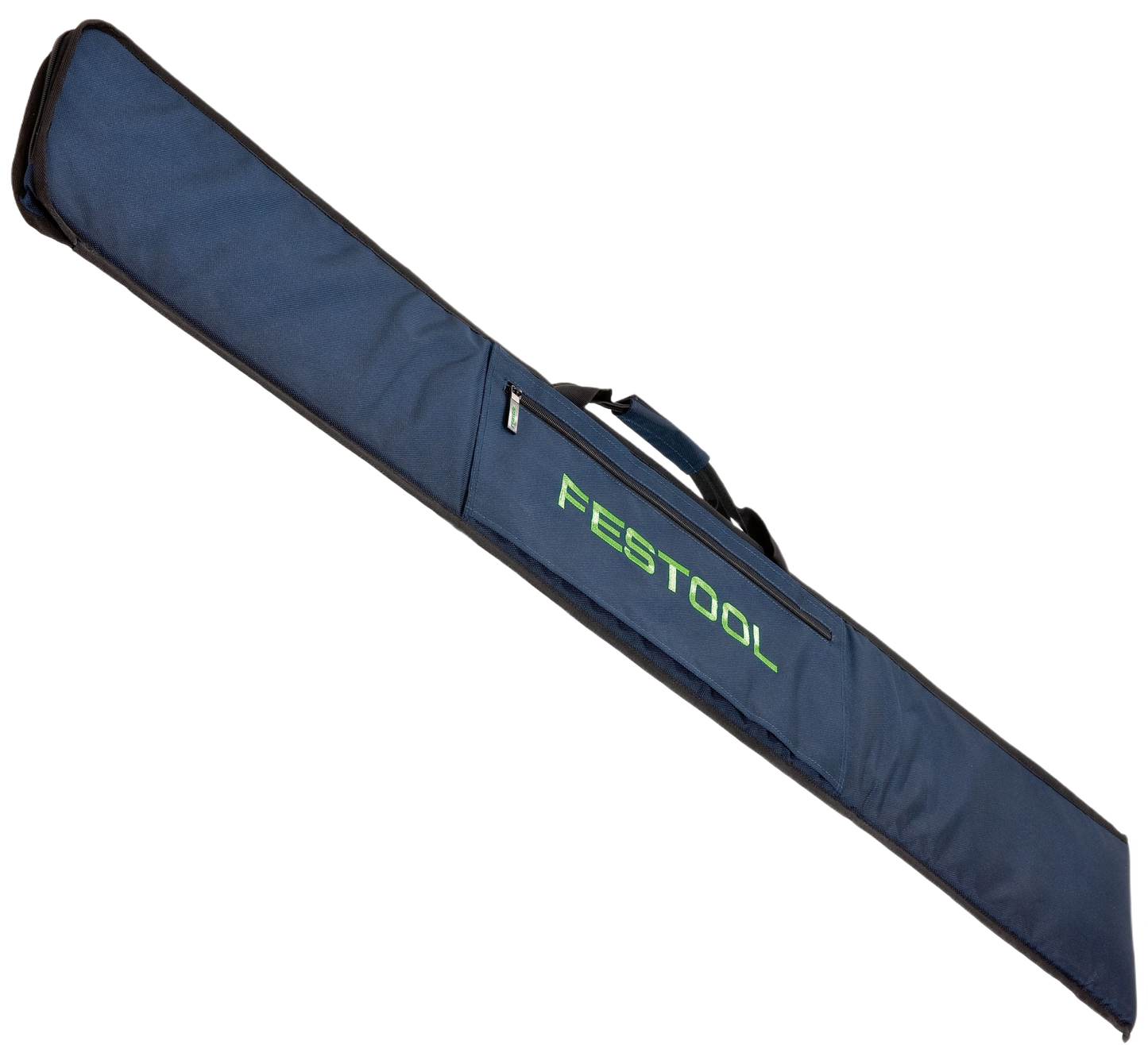 Navy blue protective carrying bag with Festool logo for safely storing guide rails in woodworking tool accessories collections