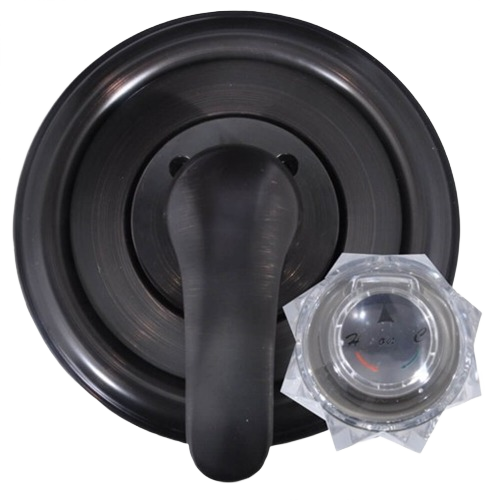 Oil rubbed bronze shower handle and temperature control knob for plumbing parts and repair projects
