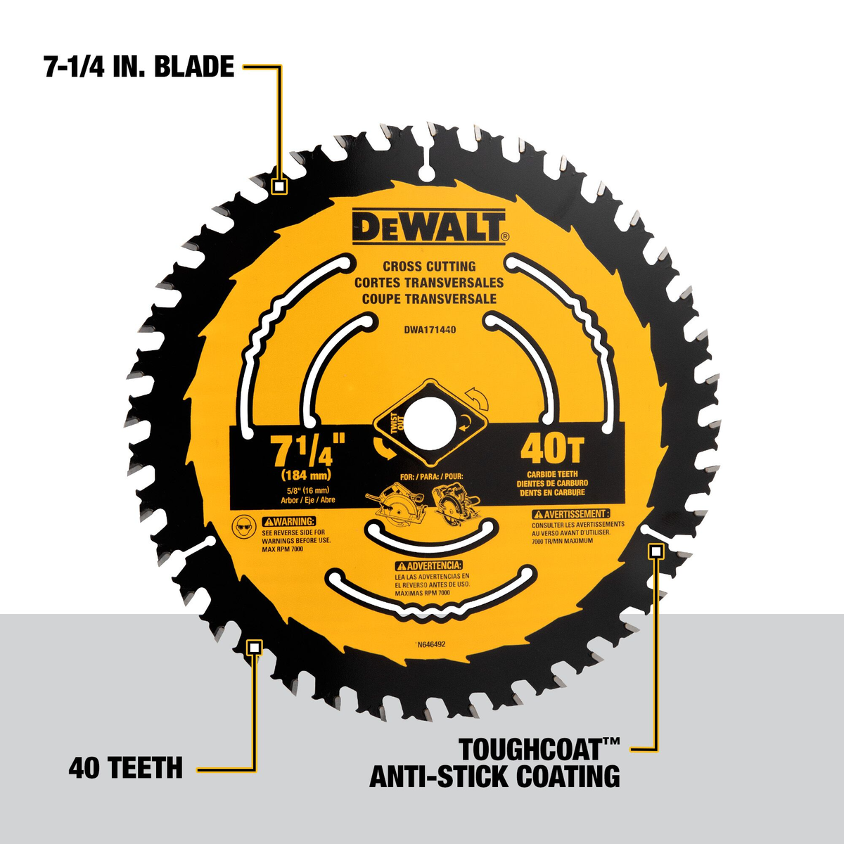 DEWALT ELITE SERIES™ 7-1/4 in. 40T Circular Saw Blade