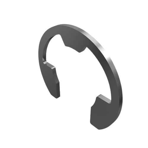 External snap ring clip in metal construction for secure component fastening in John Deere parts and lubricants collection