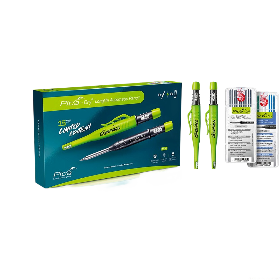 Pica automatic pencil set with refills in bright green for precise marking in woodworking and office supplies collections