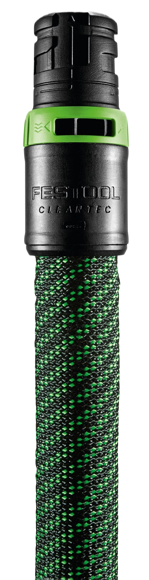 Black and green braided anti-static connecting sleeve with locking mechanism for tools and home improvement applications