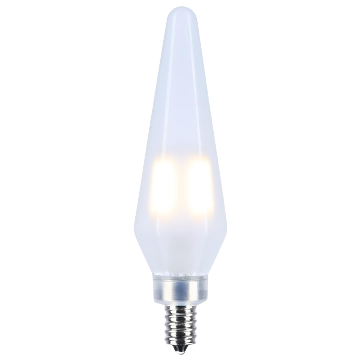 Frosted prismatic LED candelabra bulb with HX11 base, ideal for energy-saving home lighting and electrical projects