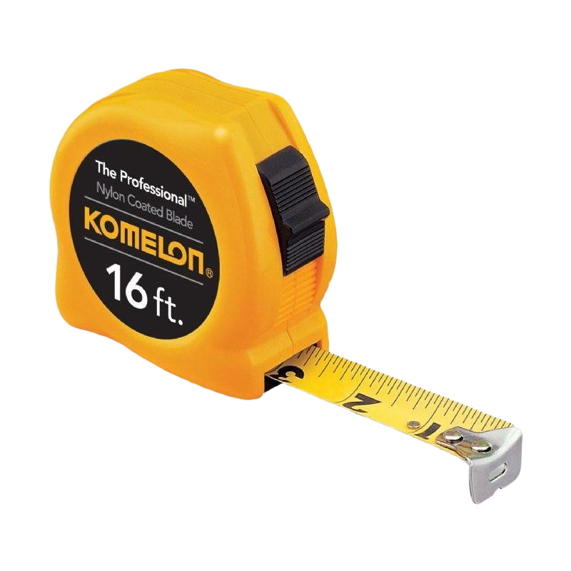 Yellow Komelon Professional 16-ft tape measure with nylon coated blade for precise measuring in hand and woodworking tools collections