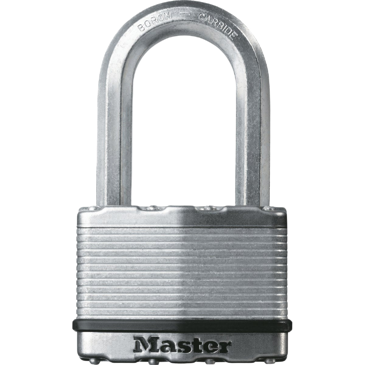 Silver laminated steel padlock with boron shackle for secure locking in hardware and fasteners under $50 collections