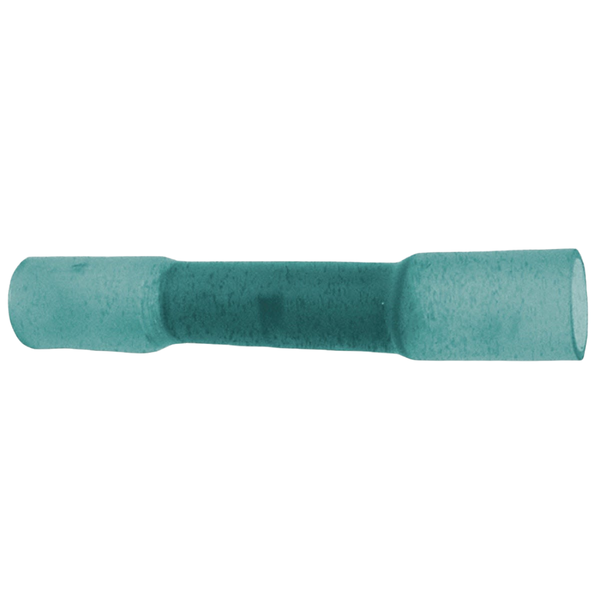 Blue insulated butt splice connector for secure waterproof electrical wire connections in home improvement projects