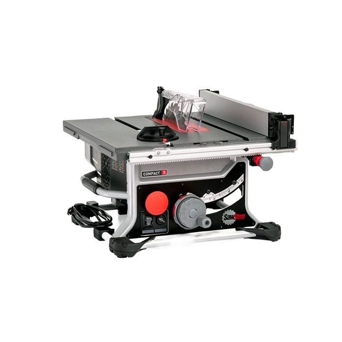 Compact table saw with adjustable fence and safety guard designed for precision cutting in home improvement projects
