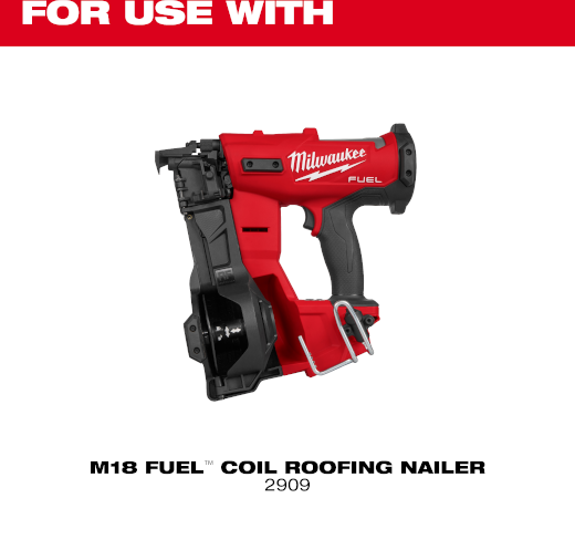 Red and black Milwaukee M18 FUEL coil roofing nailer in fastening and home improvement tools collection