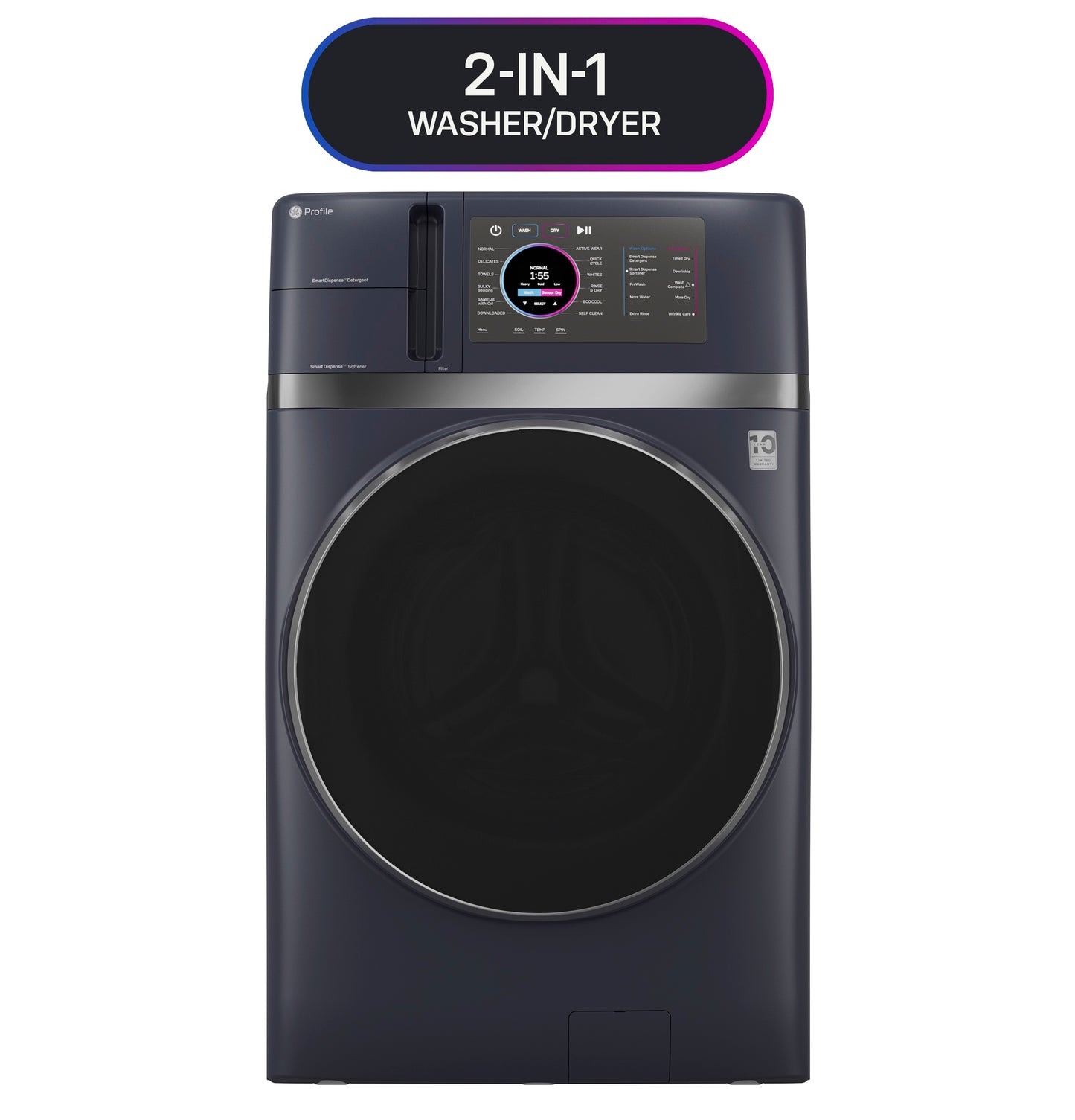 Dark gray smart 2-in-1 washer and dryer combo with digital touchscreen from Washers & Dryers collection.