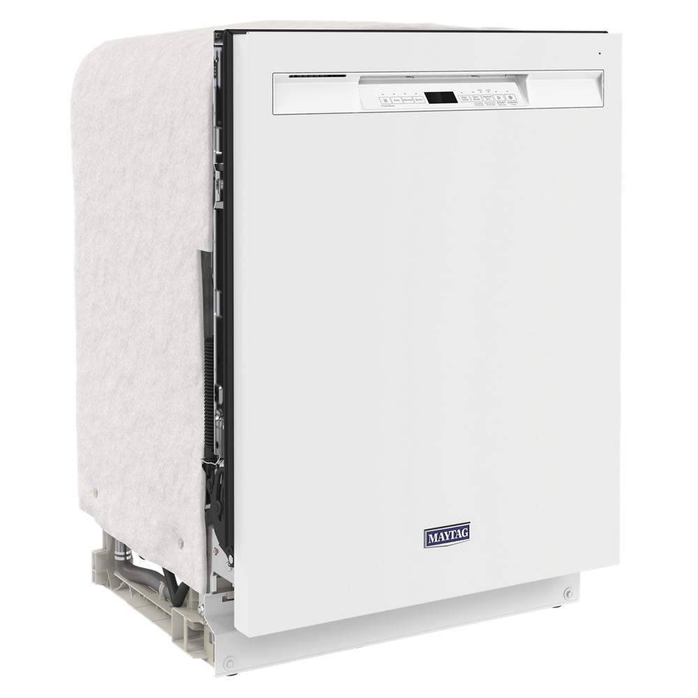 White front control dishwasher with dual power filtration and PowerBlast cycle for kitchen appliances and home improvement collections