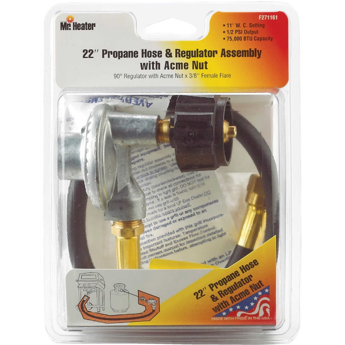 22-inch propane hose and regulator kit with 90-degree fitting for grilling tools and outdoor living use