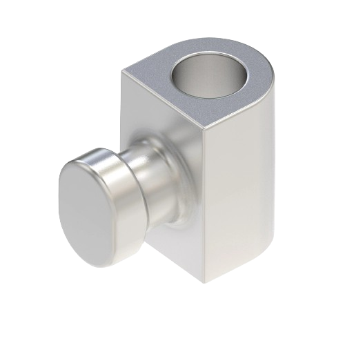 Polished metal trunnion component with cylindrical pin for mechanical support in tools and home improvement projects