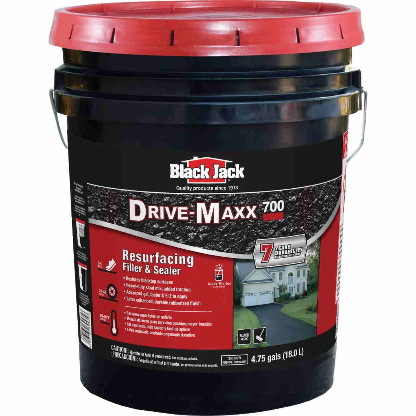 Black Jack resurfacing filler and sealer bucket with red lid for asphalt repair in paint and supplies collection