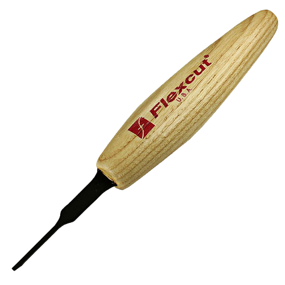 Wood-handled micro chisel with slender blade for detailed carving in tools and home improvement projects