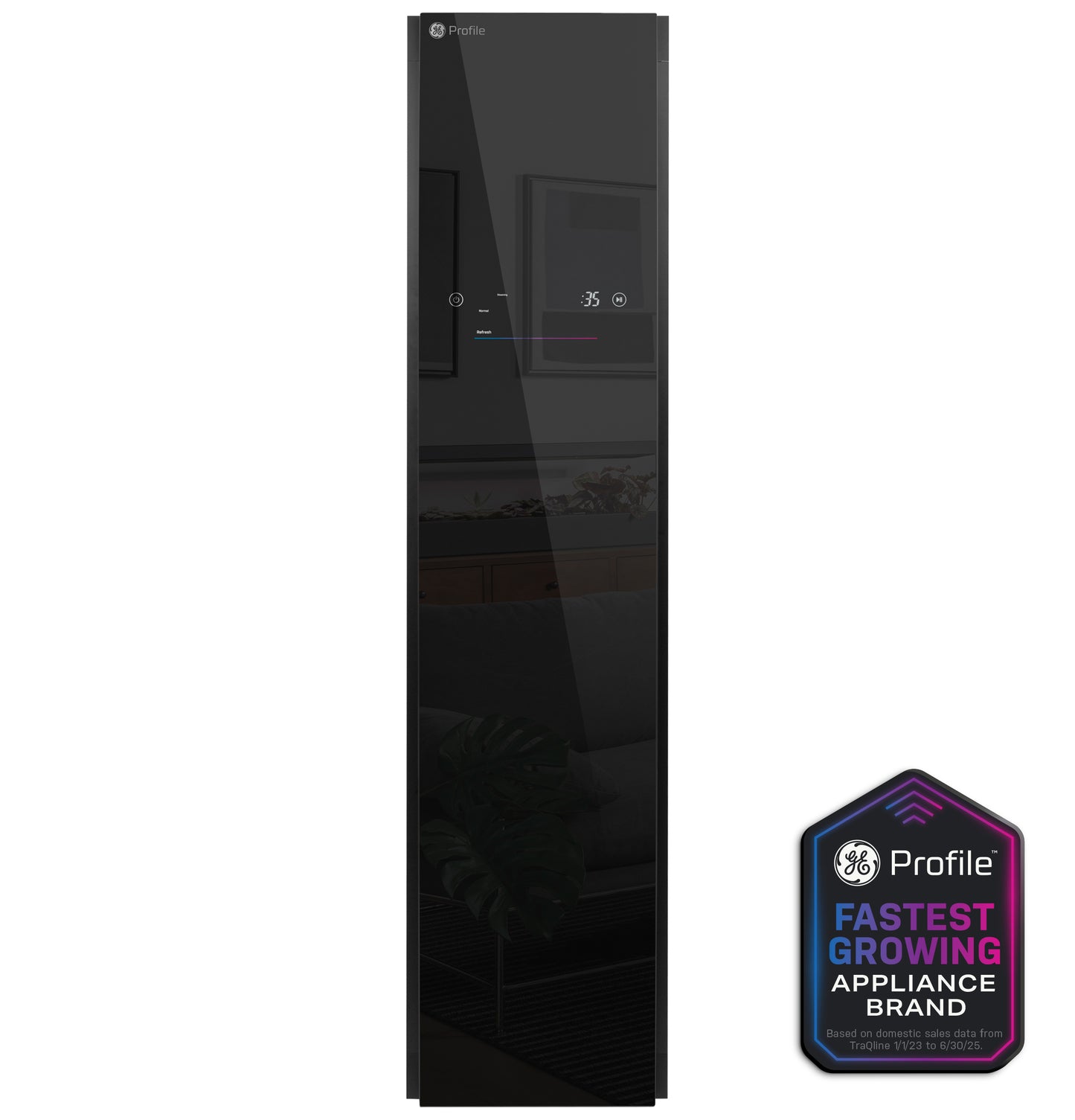 Sleek black steam closet with fabric refresh feature from Washer/Dryer Combos and Appliance laundry centers collection