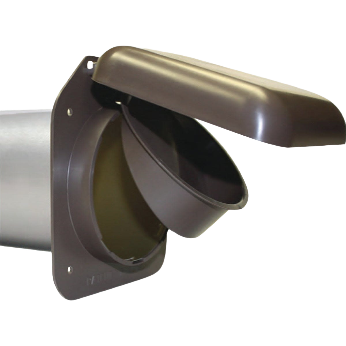 Brown plastic dryer vent hood with aluminum tube for ventilation in appliance parts and home improvement projects under $50