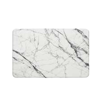 Marbled white diatomite bath mat for bathroom safety and comfort, ideal for bath and home improvement collections under $50