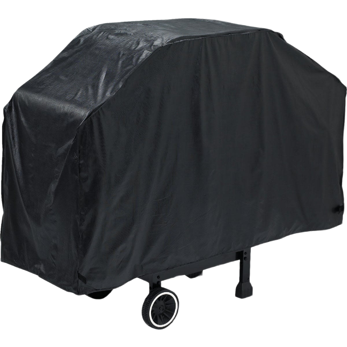 Black vinyl grill cover with diamond pattern and velcro, designed for outdoor living and grill protection accessories