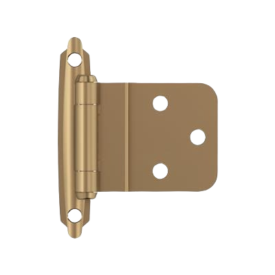 Champagne bronze self-closing cabinet hinge with face mount design, suitable for home improvement projects