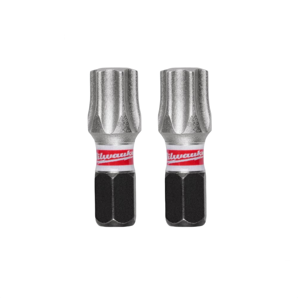 Two silver T45 insert bits with black hex shanks and red Milwaukee branding for power tool accessories under $50