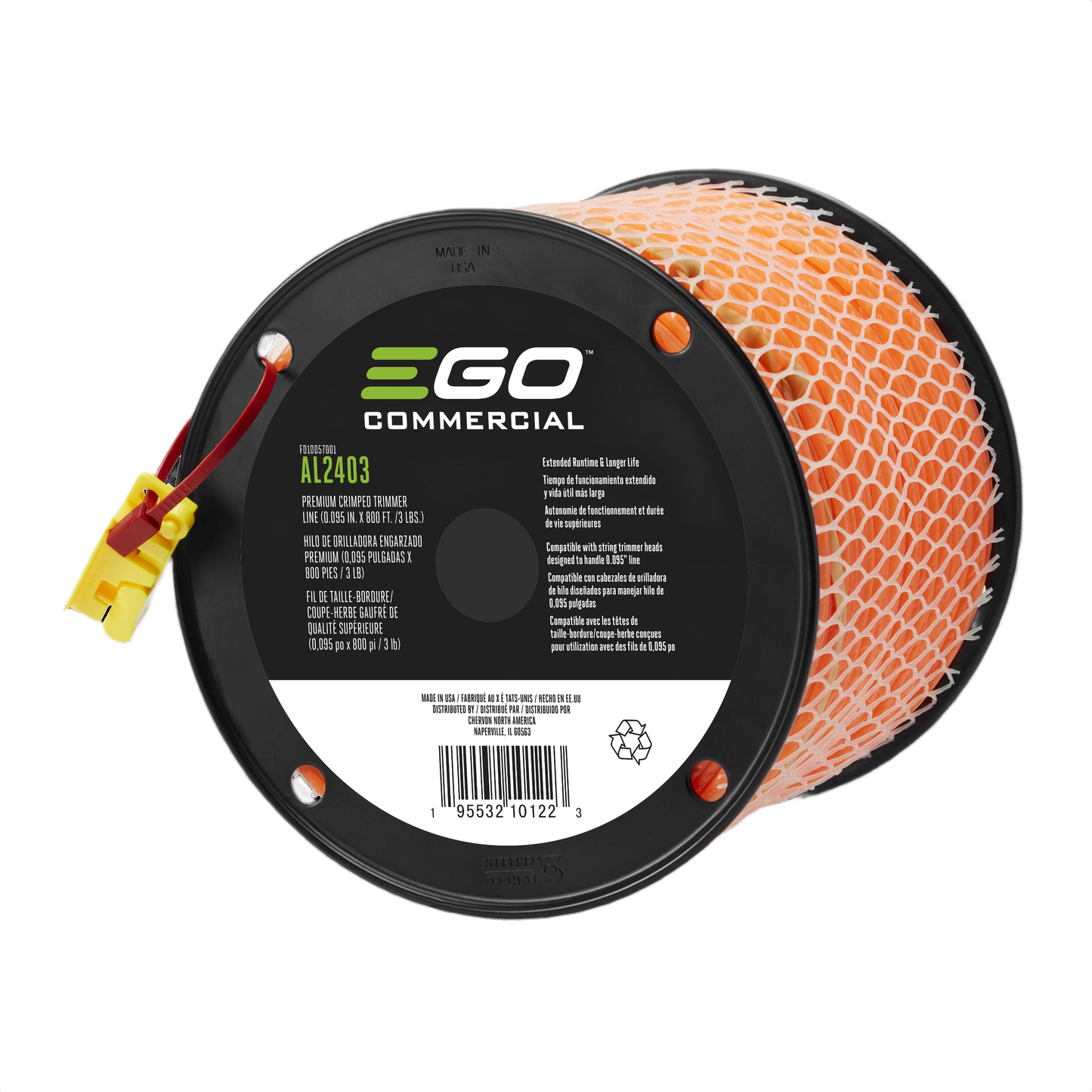 Black spool with orange crimped trimmer line for heavy-duty landscaping in power tool accessories under $100 collection