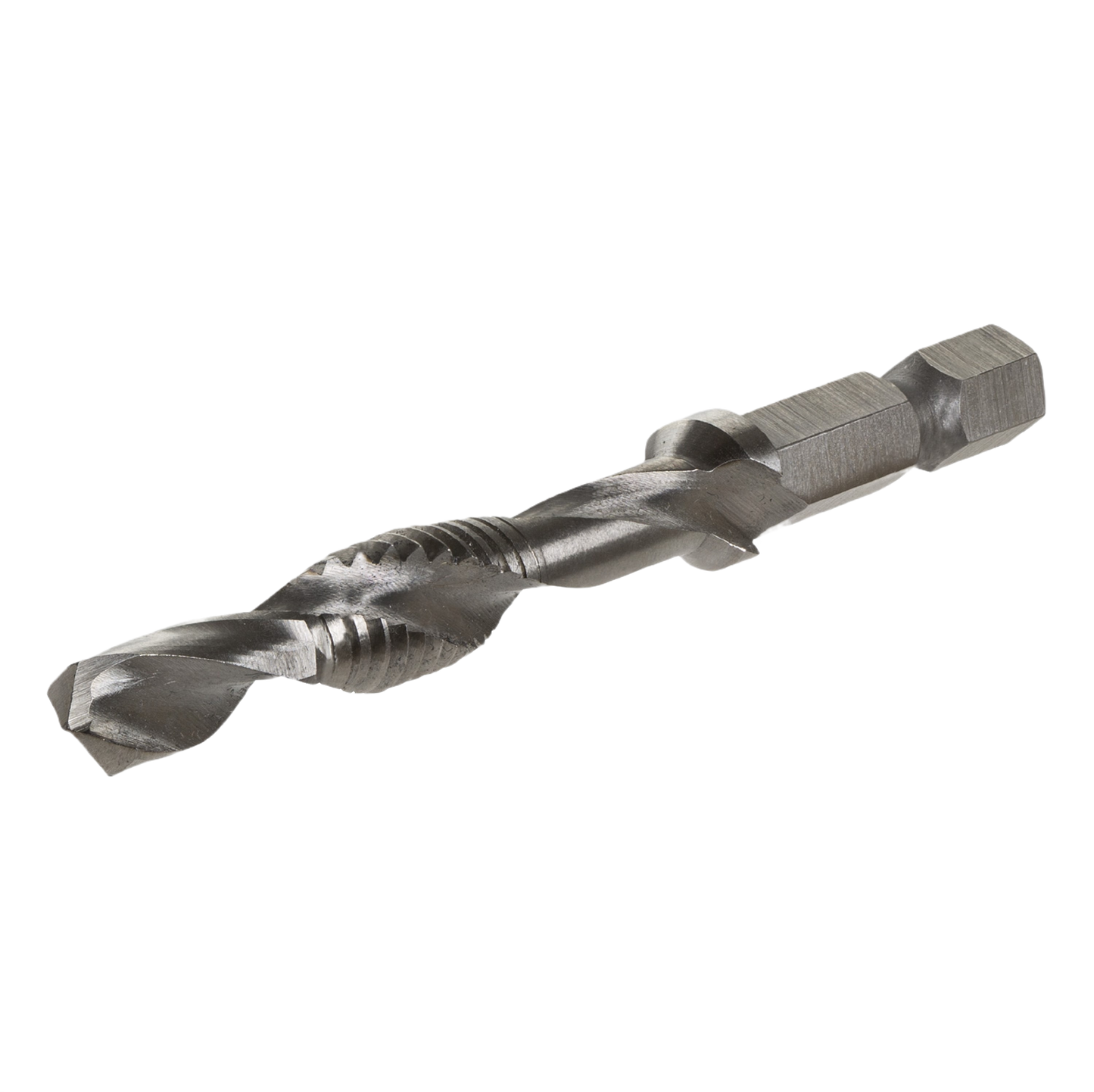 Impact-ready drill and tap bit with hex shank for quick hole drilling and threading in tool accessories and drill bits collections