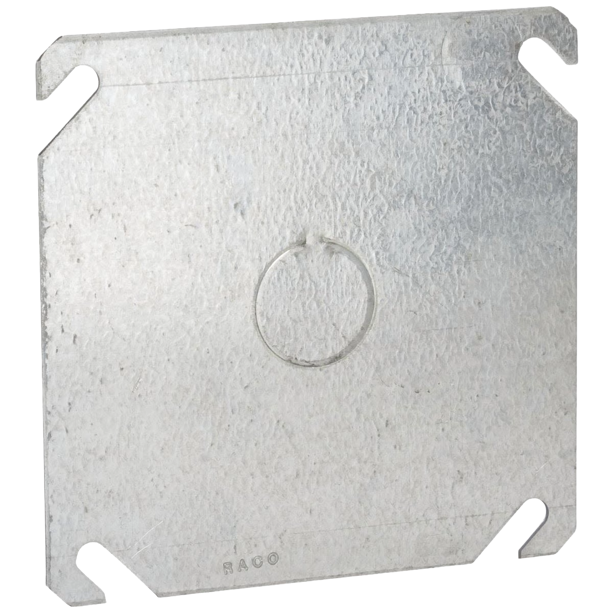 Galvanized steel square blank cover with 1/2 inch knockout for electrical boxes and brackets in home improvement collection