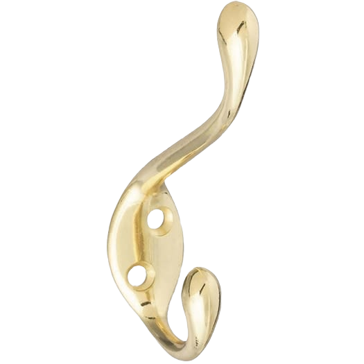 Heavy-duty brass wardrobe hook with die-cast zinc construction for closet organization and home improvement projects under $50