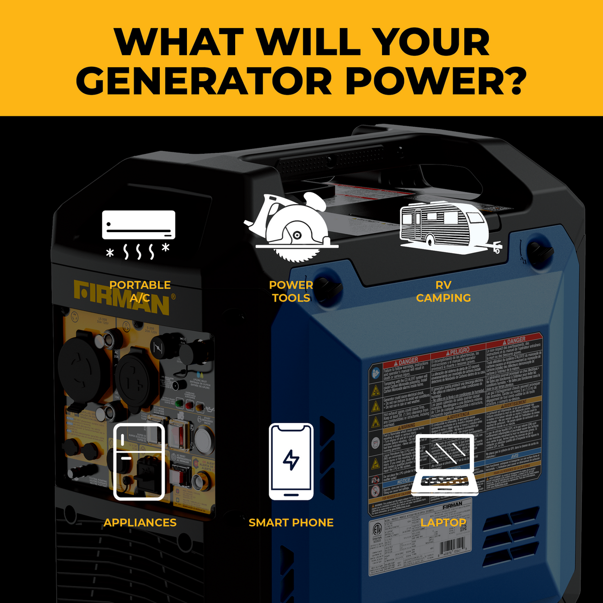 FIRMAN TRI Fuel Inverter Portable 4400/3500W Electric Start 120V Parallel Generator