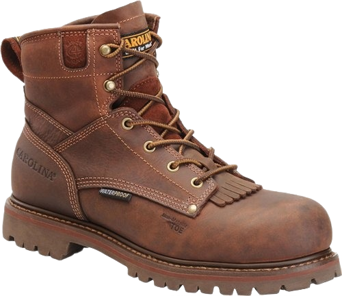 Light brown composite toe work boot with waterproof leather and durable sole in footwear and clothing collections