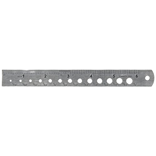 Steel measuring rule with drill gauge holes for precision in woodworking and hand tools under $50 collections