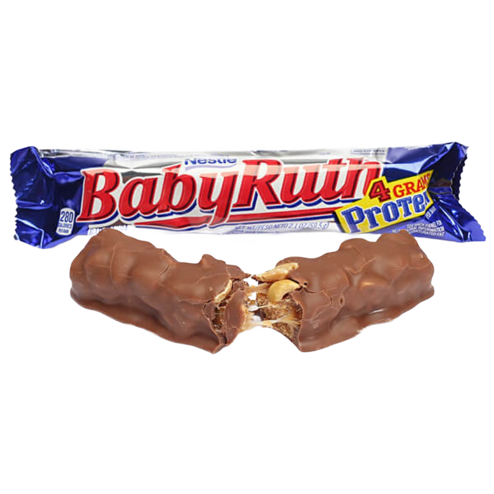 Nestle Baby Ruth candy bar with milk chocolate, caramel, nougat filling, part of Chocolates & Candies under $25 collection