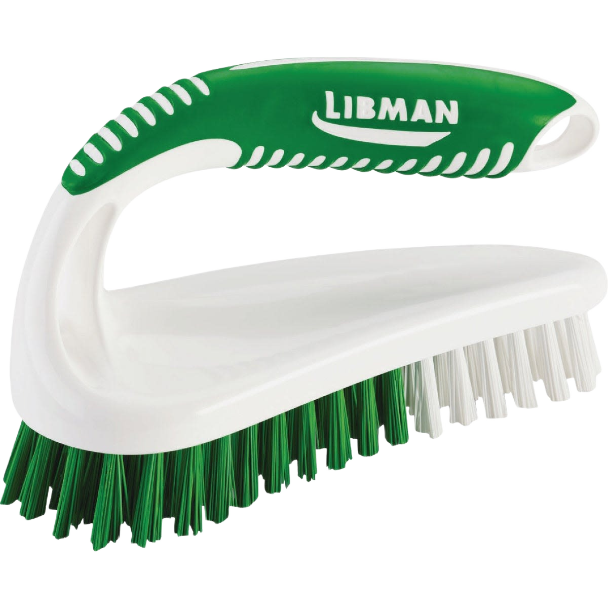 Green and white scrub brush with contoured grip handle, polymer bristles for cleaning tools under $50 collections