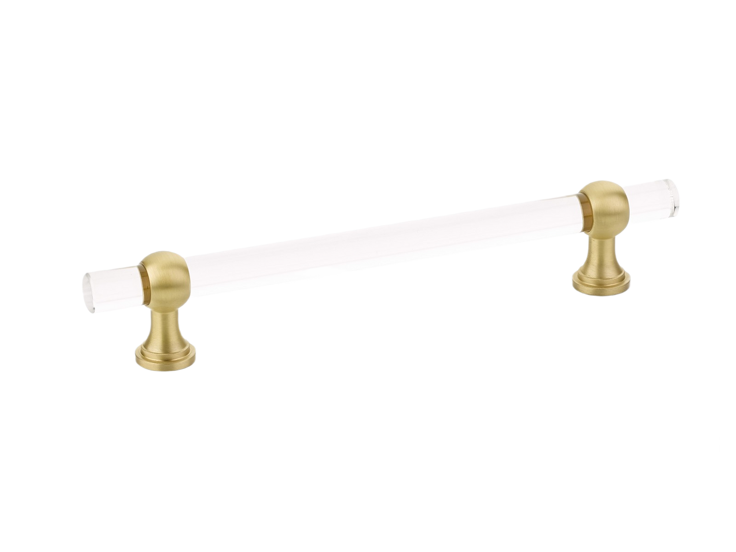 Transitional satin brass and clear acrylic adjustable pull for cabinets and furniture under $100 at Hartville Hardware