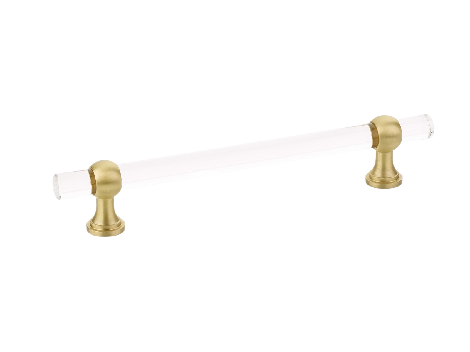 Transitional satin brass and clear acrylic adjustable pull for cabinets and furniture under $100 at Hartville Hardware