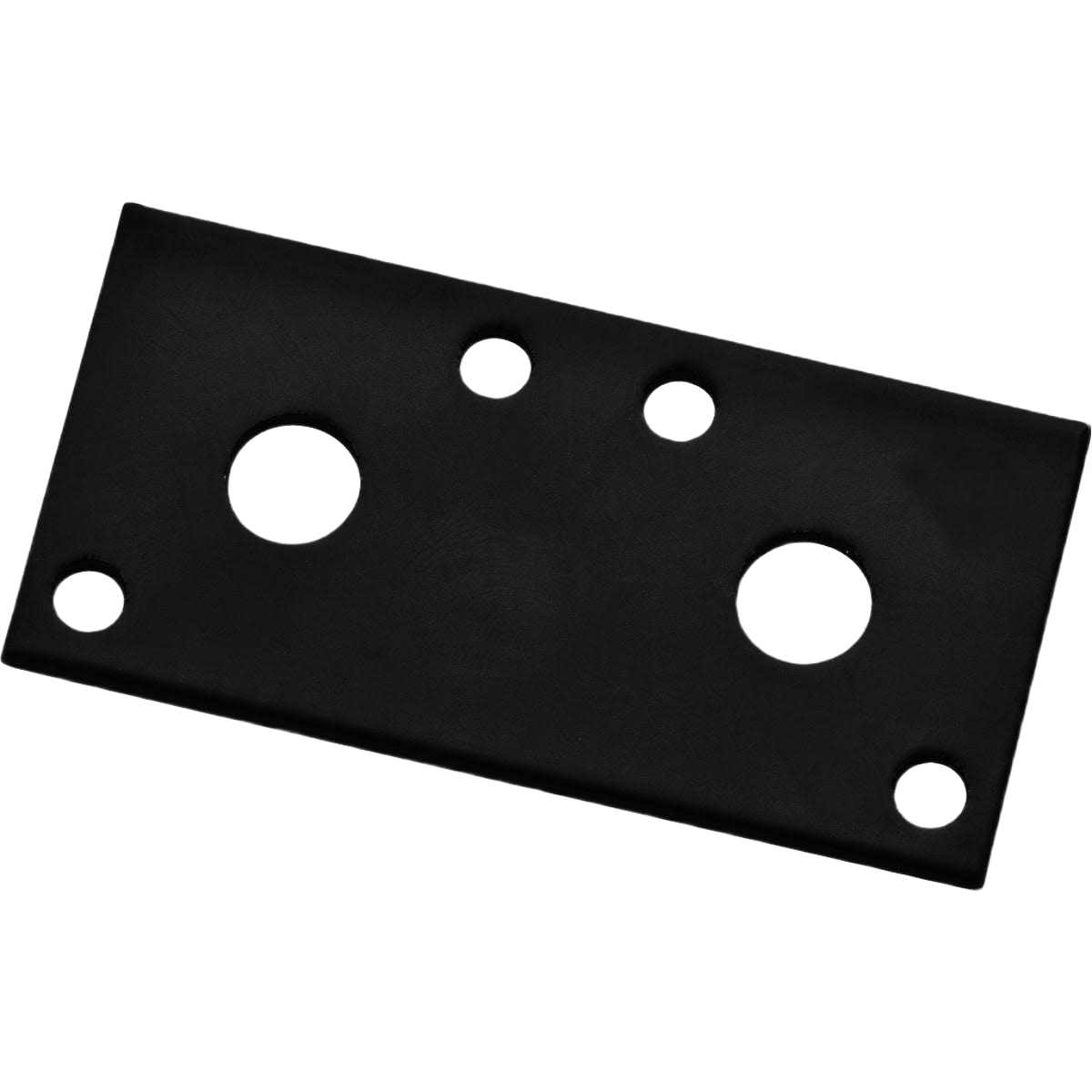 Black heavy duty metal mending plate with multiple holes for reinforcement in building hardware and home improvement projects