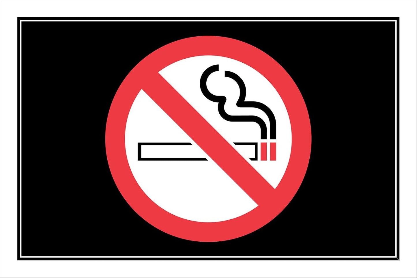 Rectangular no smoking sign with red circle and slash over cigarette icon for hardware and home improvement use