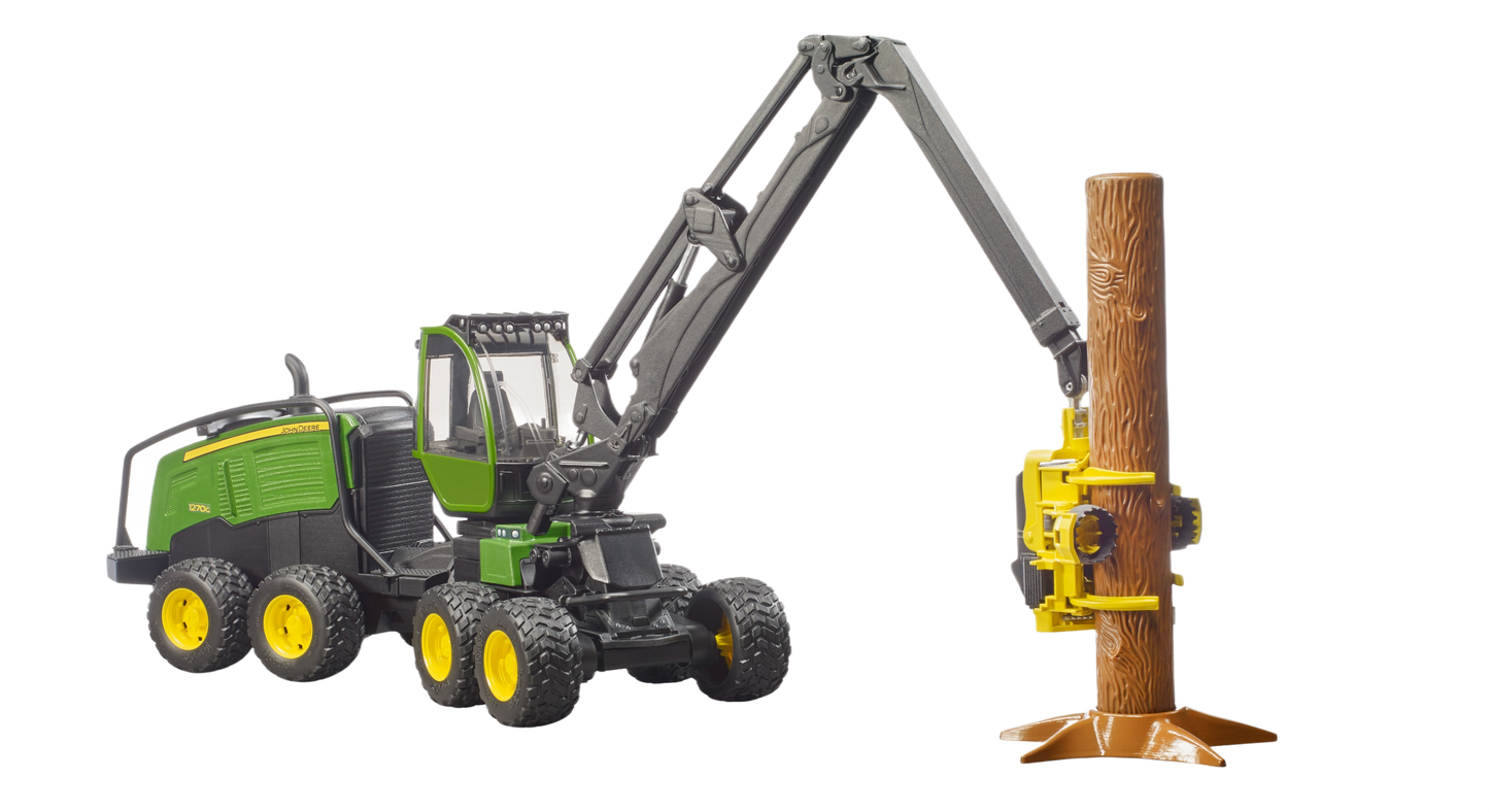 Green and yellow wheeled harvester toy lifting log for Vehicles & Remote Controlled Toys and Bruder Toys collections