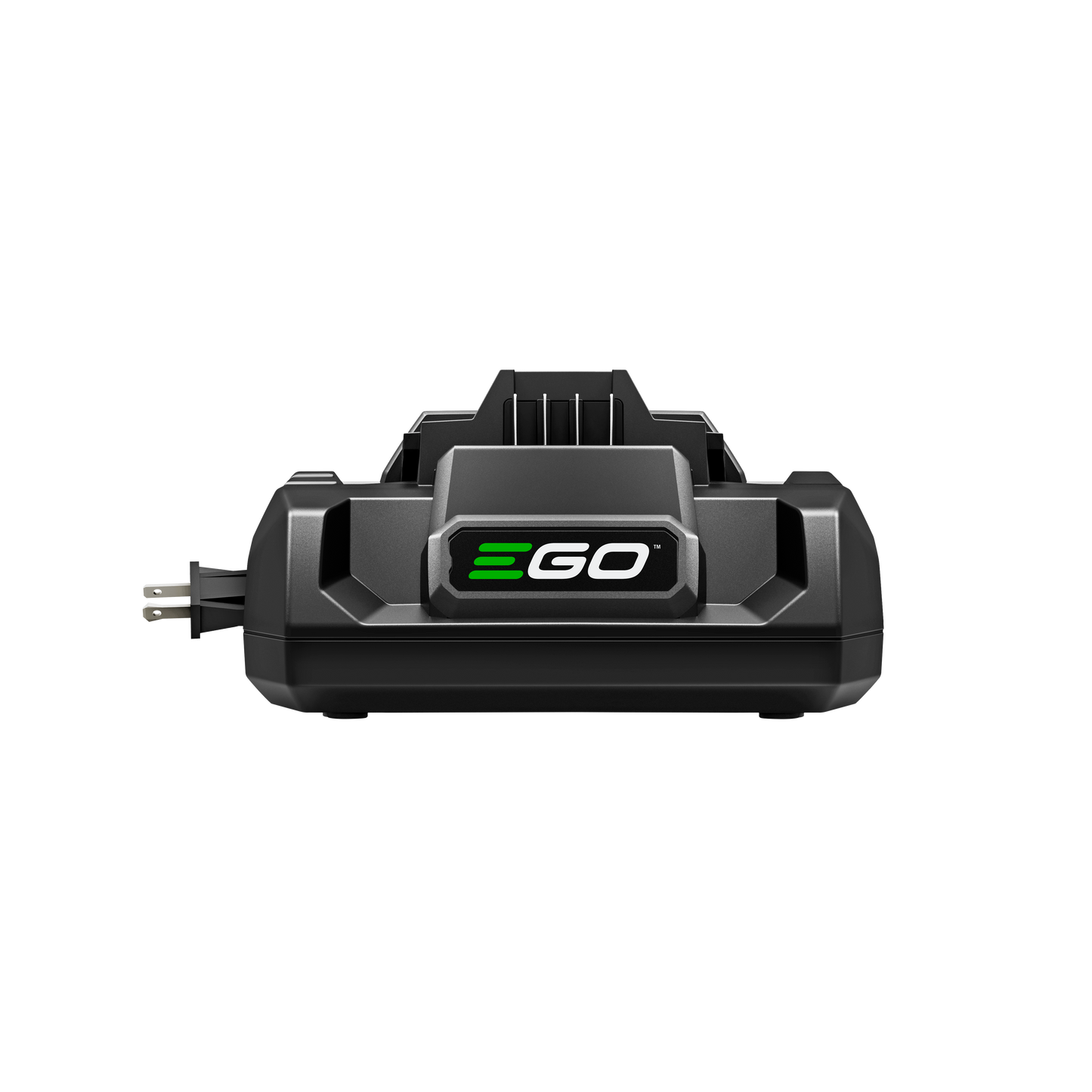 Compact black charger with green and white EGO logo for fast power tool battery charging in home improvement tasks