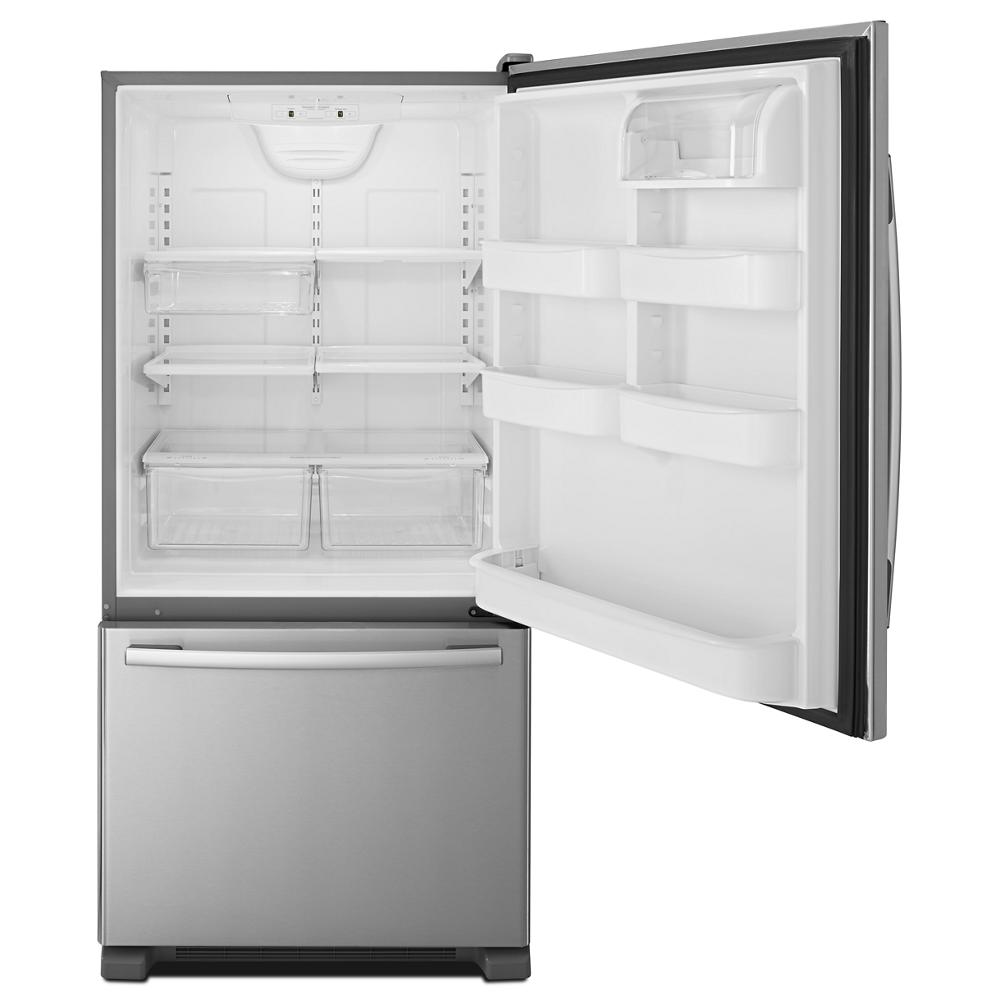 Amana® by Whirlpool Corp. 33-Inch Bottom-Freezer Refrigerator with EasyFreezer™ Pull-Out Drawer — 22 Cu. Ft.